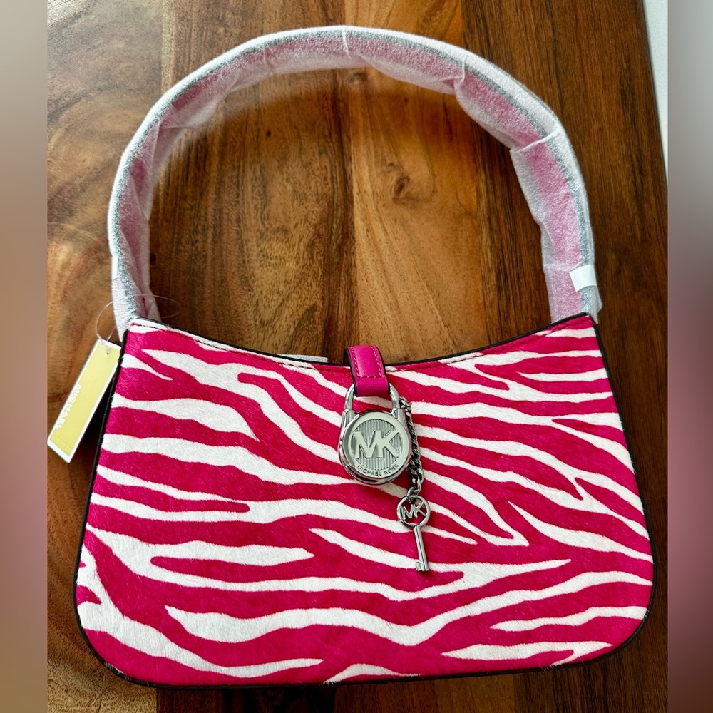 Lyra Small Zebra Print Calf Hair Pochette - Picture 4 of 11
